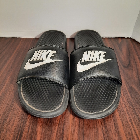 Nike Other - Nike Benassi JDI Mens Size 13 Slides Black White Sandals Flip Flop 343880-090